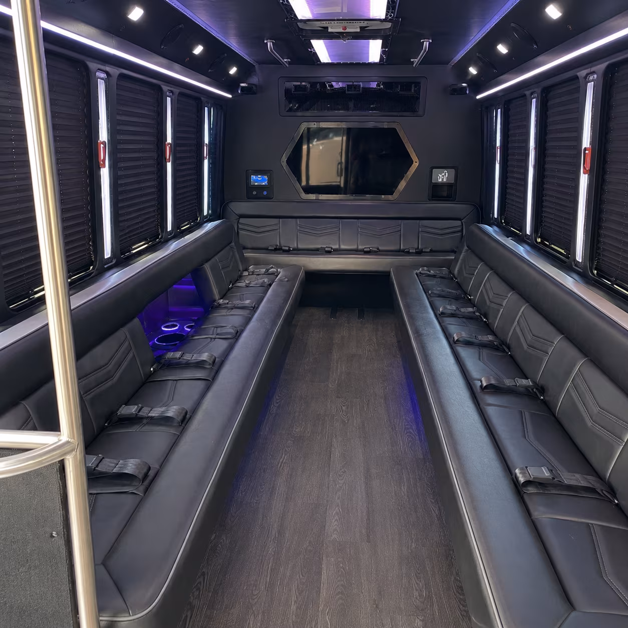 manteca 18 passenger party bus interior