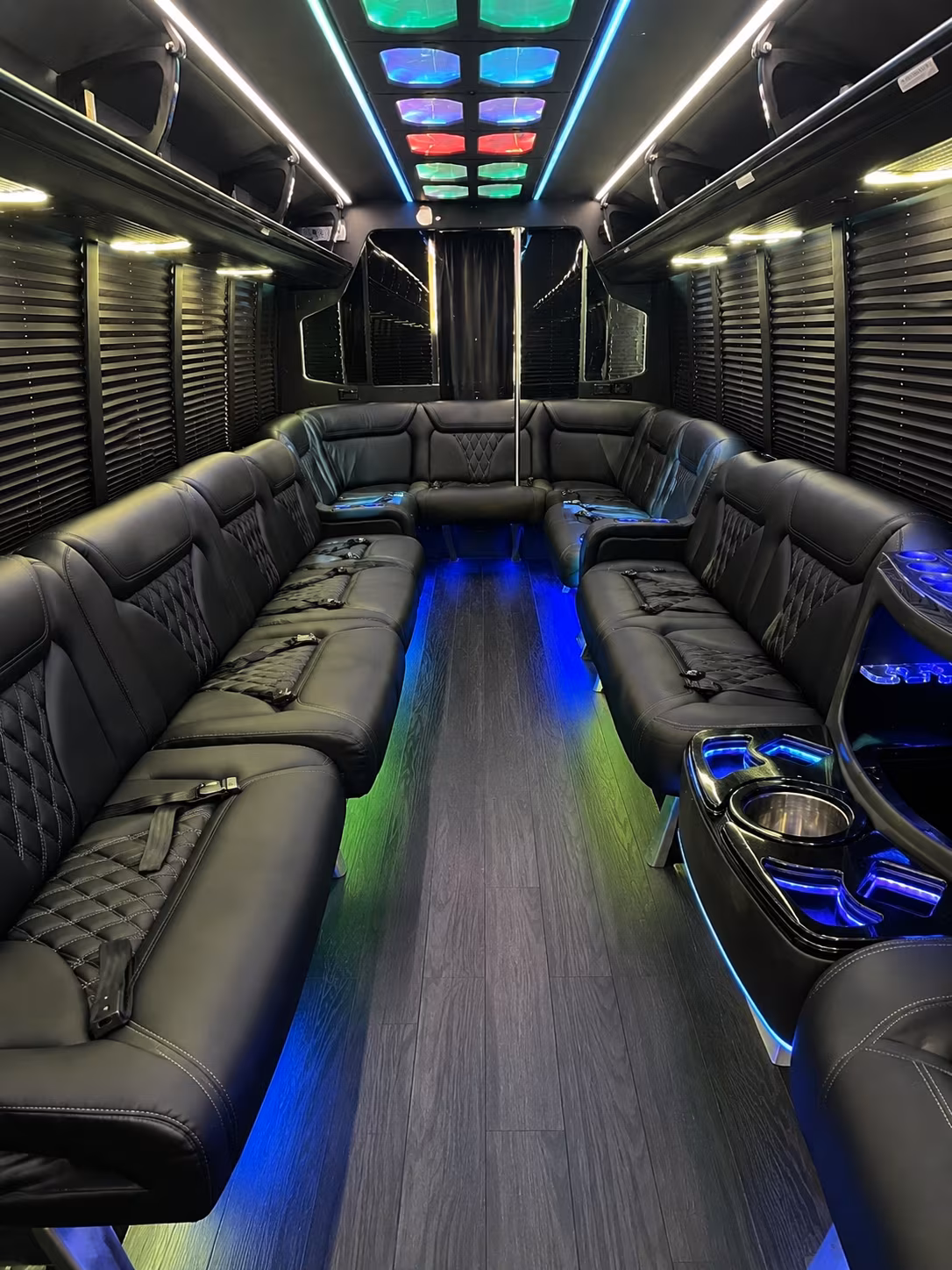 manteca 20 passenger party bus interior
