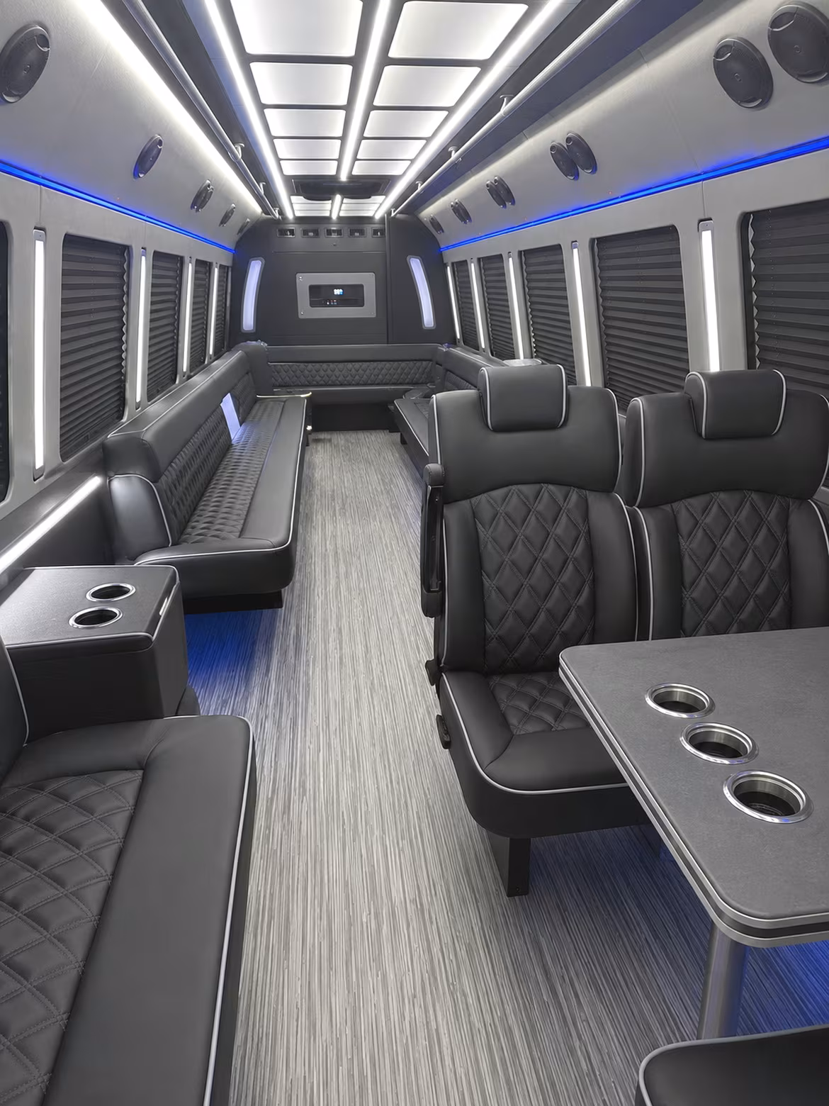 manteca 25 passenger party bus inside