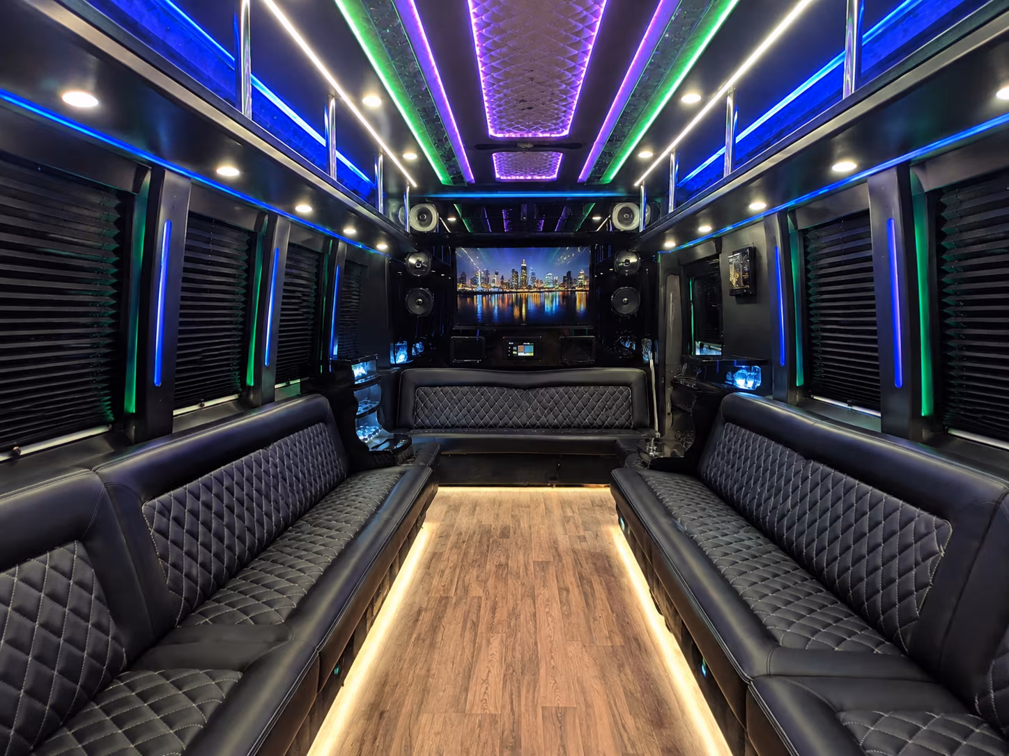 manteca 25 passenger party bus interior