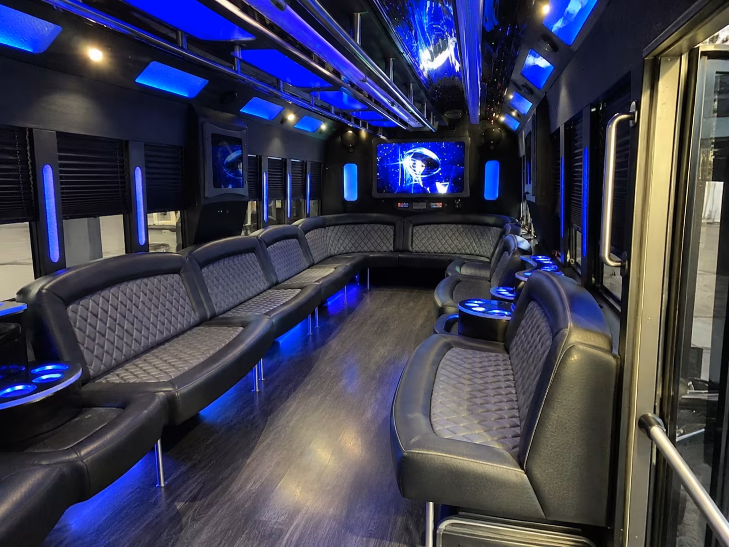 manteca 28 passenger party bus interior
