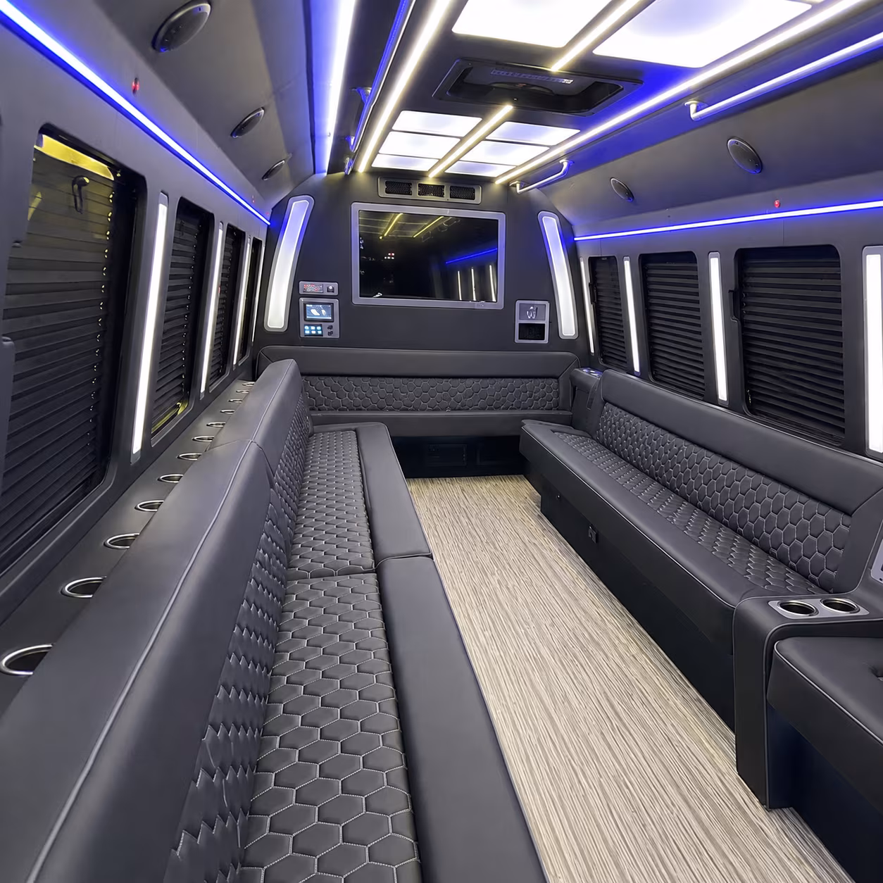 manteca 40 passenger party bus inside